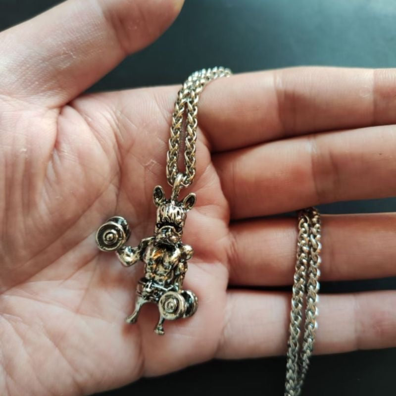 Bulldog Muscle Necklace Men’s Gym Pendant Creative Only $9.9