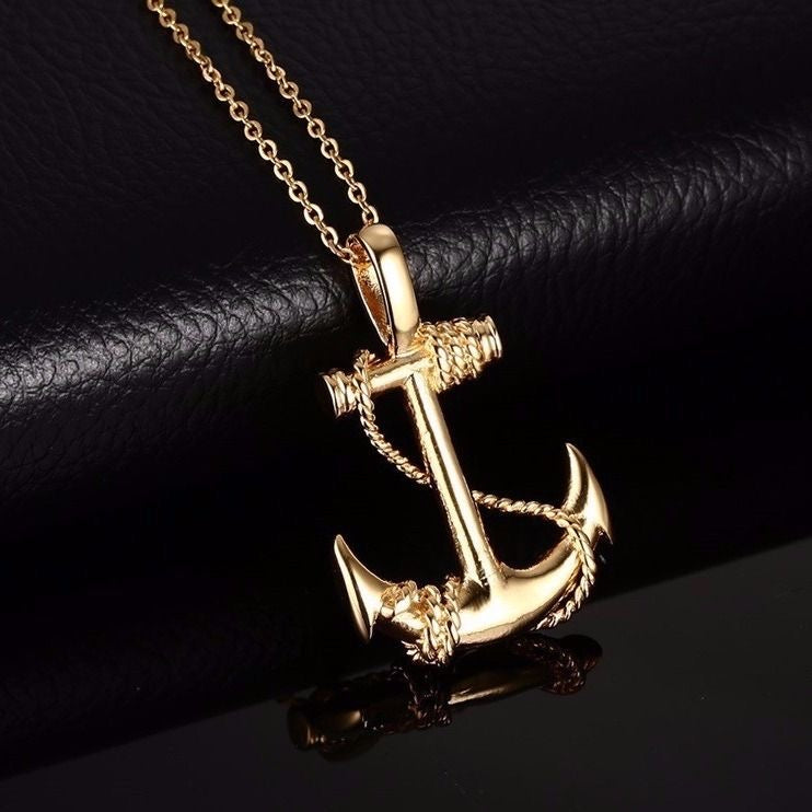 Anchor Pendant Necklace – Pirate Ship Wheel Hook Jewelry Punk Vintage Nautical Necklace for Men & Women