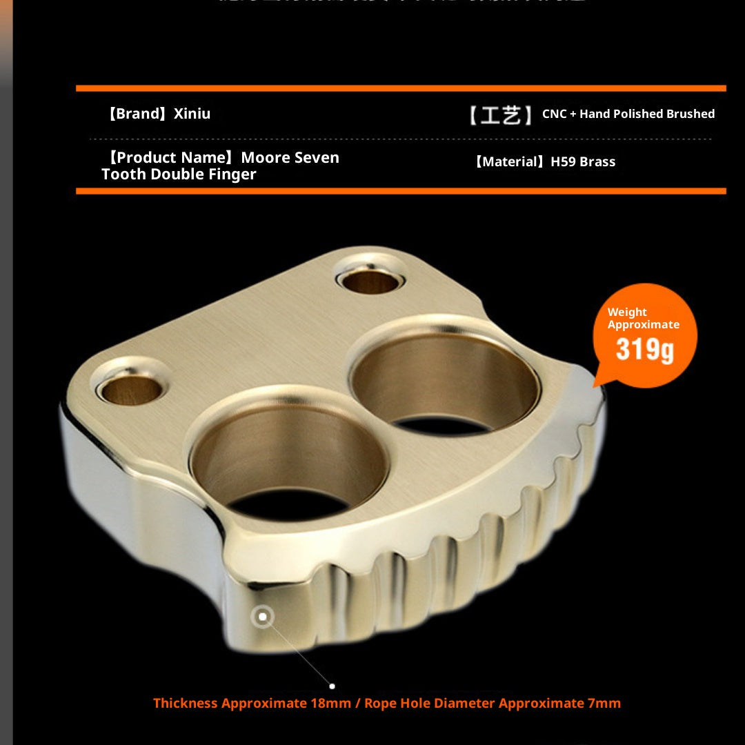 Full Brass 2-Finger Knuckle Duster - EDC Self-Defense Tool