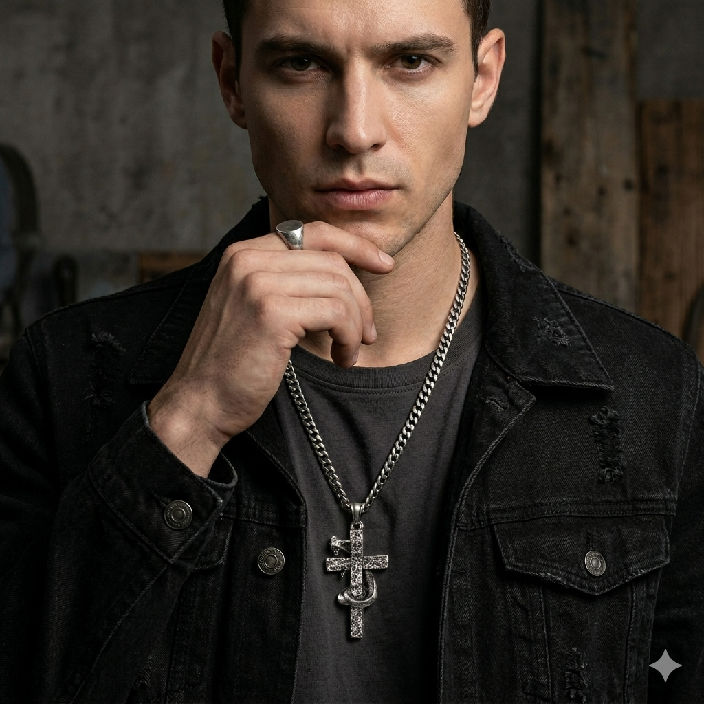 Gothic Cobra Snake Cross Pendant Necklace | Punk Street Jewelry