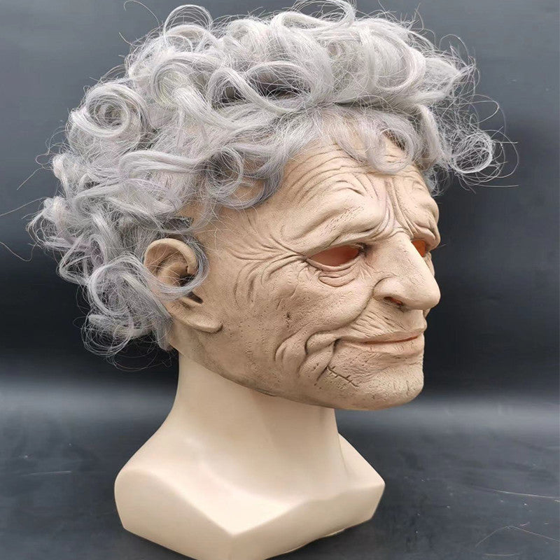 Realistic Elderly Woman Halloween Mask view 4
