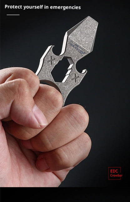 EDC Multi-Tool Self-Defense Keychain - Titanium Alloy with Brass Knuckle