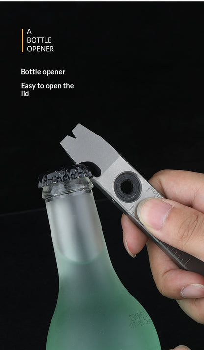 TC4 Titanium Alloy Multi-Functional EDC Pry Bar - Tactical Ratchet Wrench, Screwdriver & Window Breaker Tool