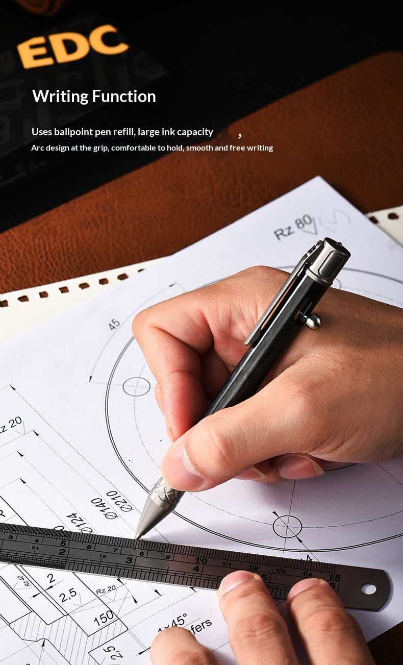 Titanium EDC pen with smooth writing performance and G2 refill compatibility