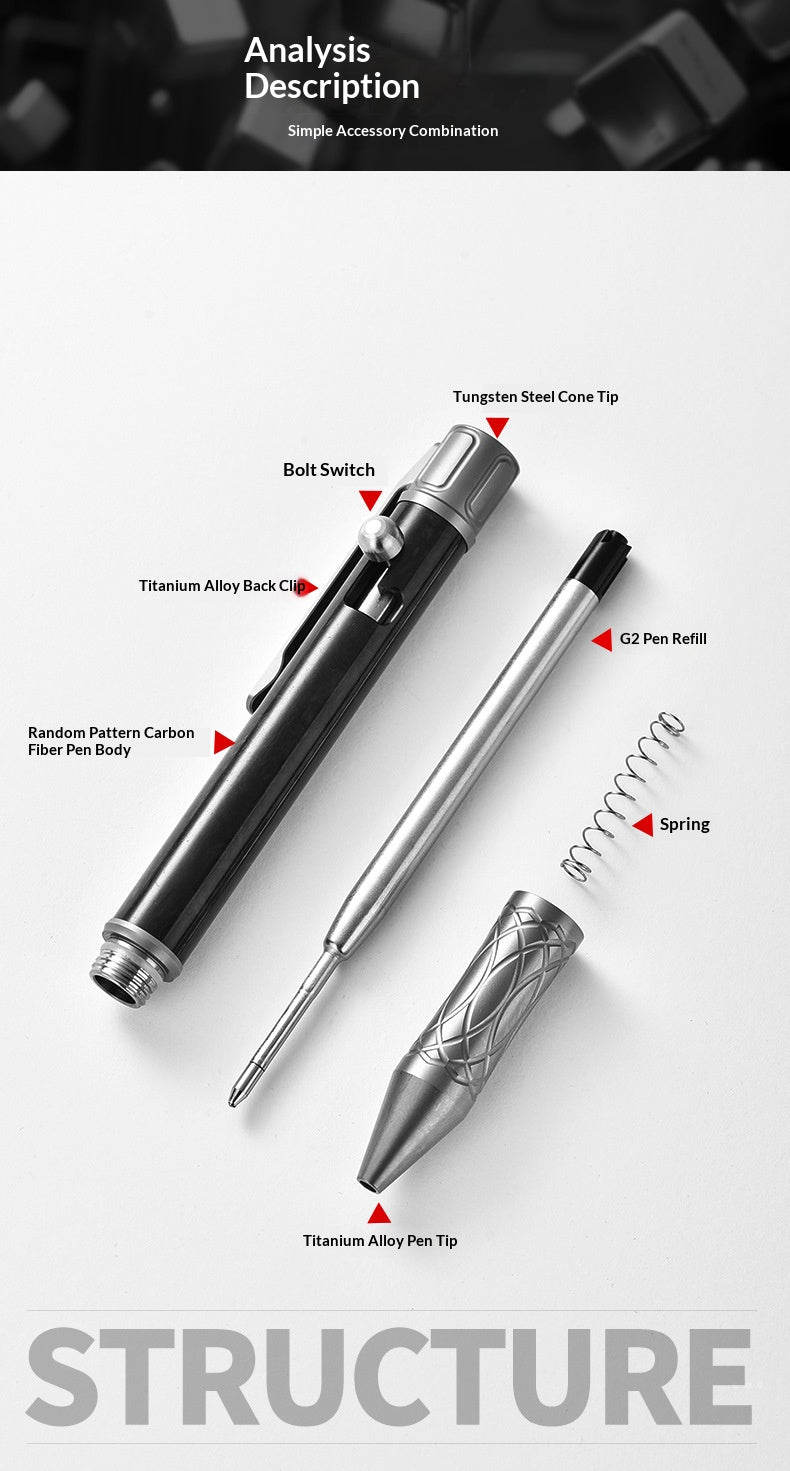 Titanium Tactical Pen | Carbon Fiber EDC Pen with G2 Refill
