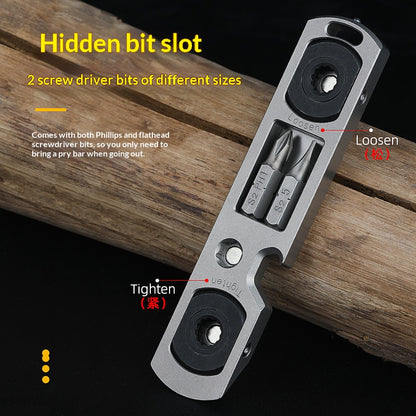 TC4 Titanium Alloy Multi-Functional EDC Pry Bar - Tactical Ratchet Wrench, Screwdriver & Window Breaker Tool