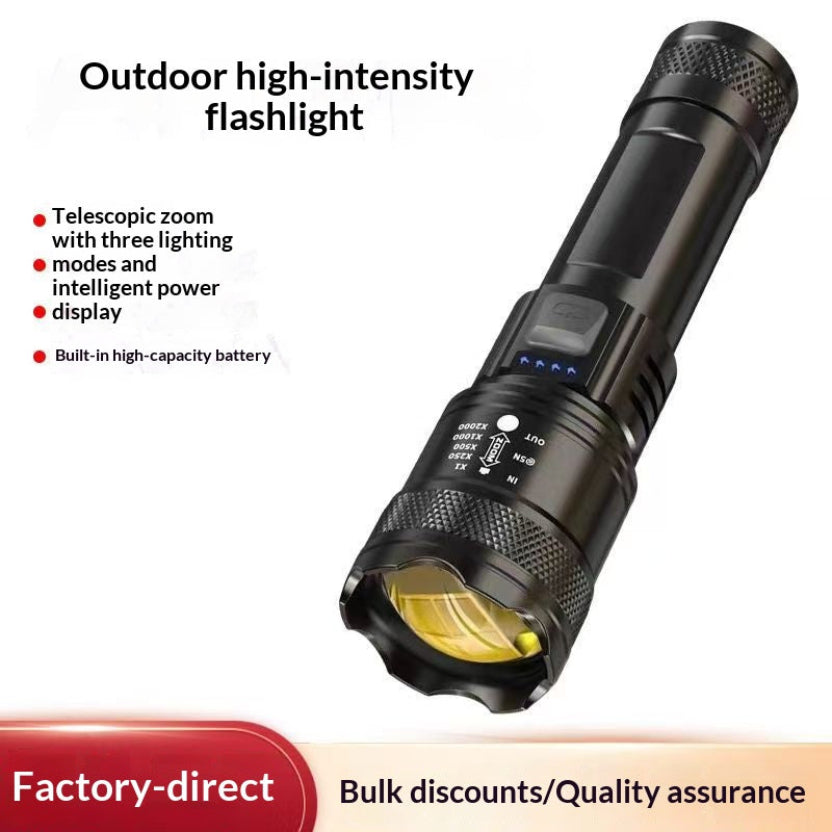 7500 Lumens Tactical LED Flashlight – USB Rechargeable Zoomable Light