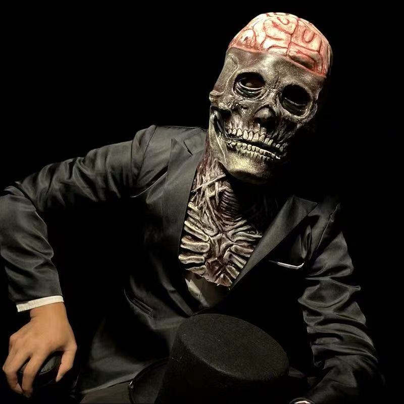 Exposed-Brain Movable-Jaw Skull Mask
