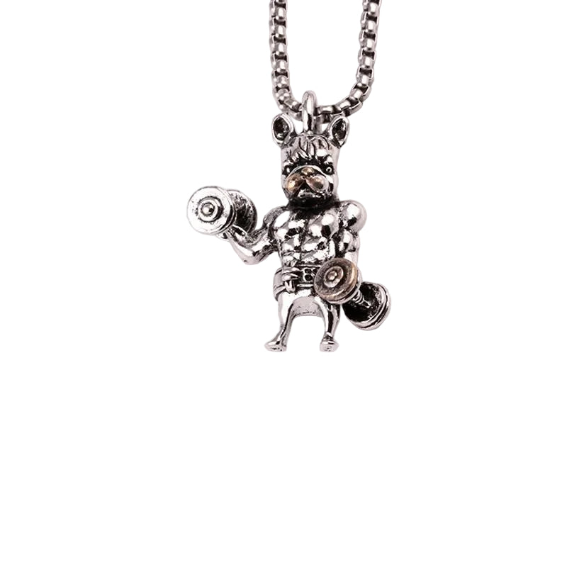 Bulldog muscle gym necklace men’s creative pendant