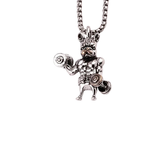 Bulldog muscle gym necklace men’s creative pendant