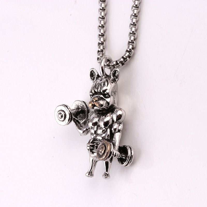 Bulldog Muscle Necklace Men’s Gym Pendant Creative Only $9.9