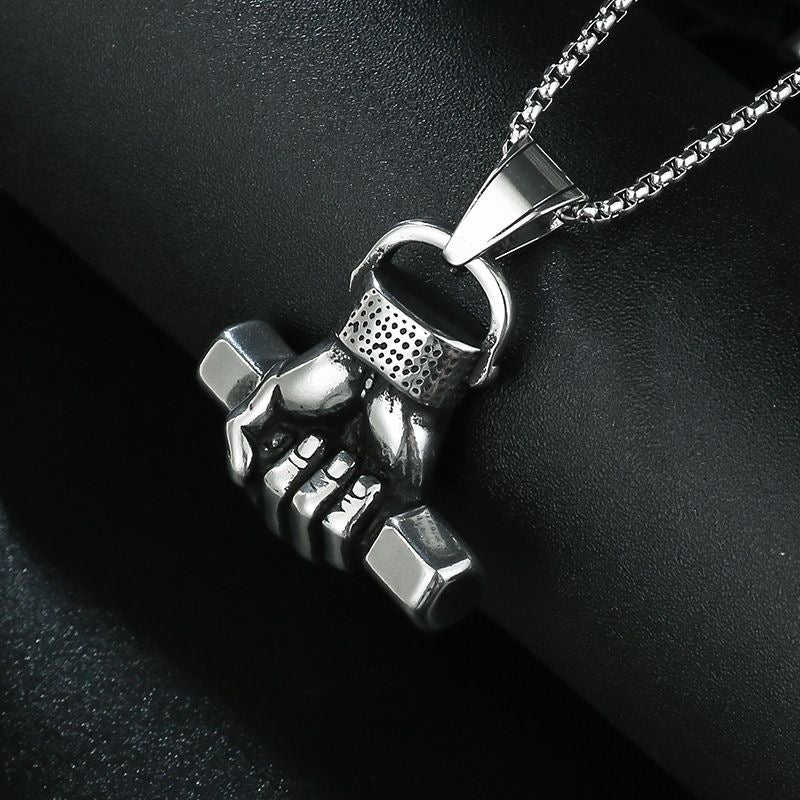 Vintage Dumbbell Necklace Unisex Pendant Trendy Only $9.9