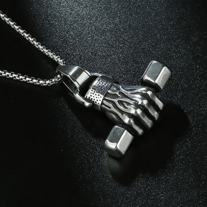 Vintage Dumbbell Necklace Unisex Pendant Trendy Only $9.9