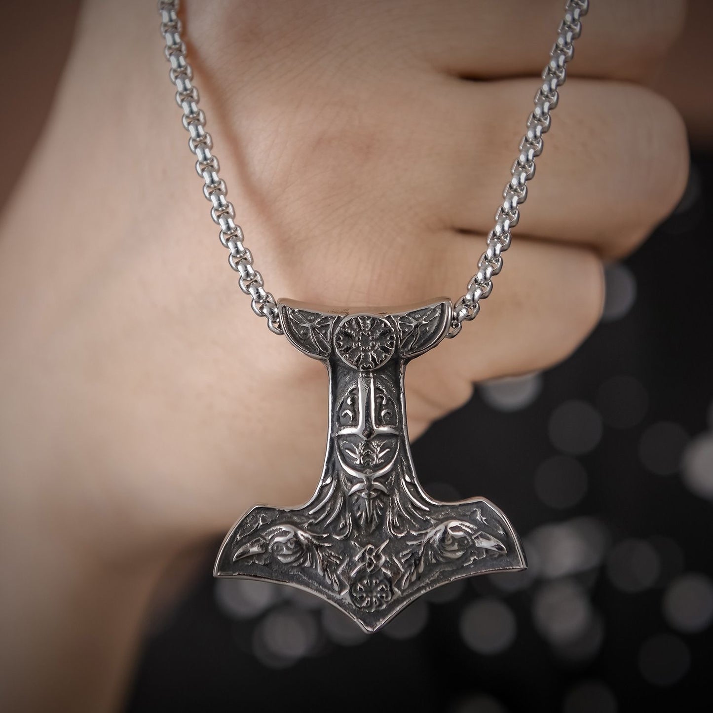 Viking Raven Axe Necklace Men’s Punk Pendant Only $9.9