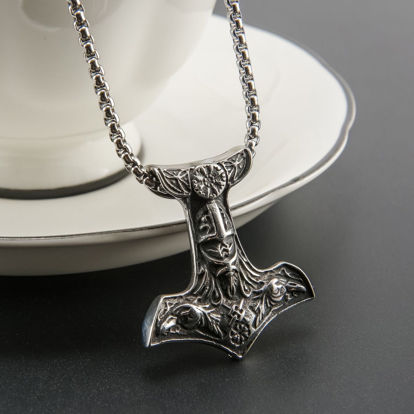 Viking Raven Axe Necklace Men’s Punk Pendant Only $9.9