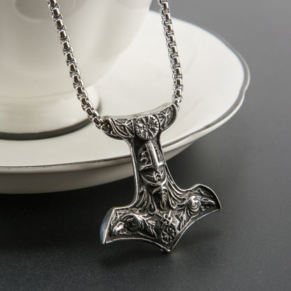 Viking Raven Axe Necklace Men’s Punk Pendant Only $9.9