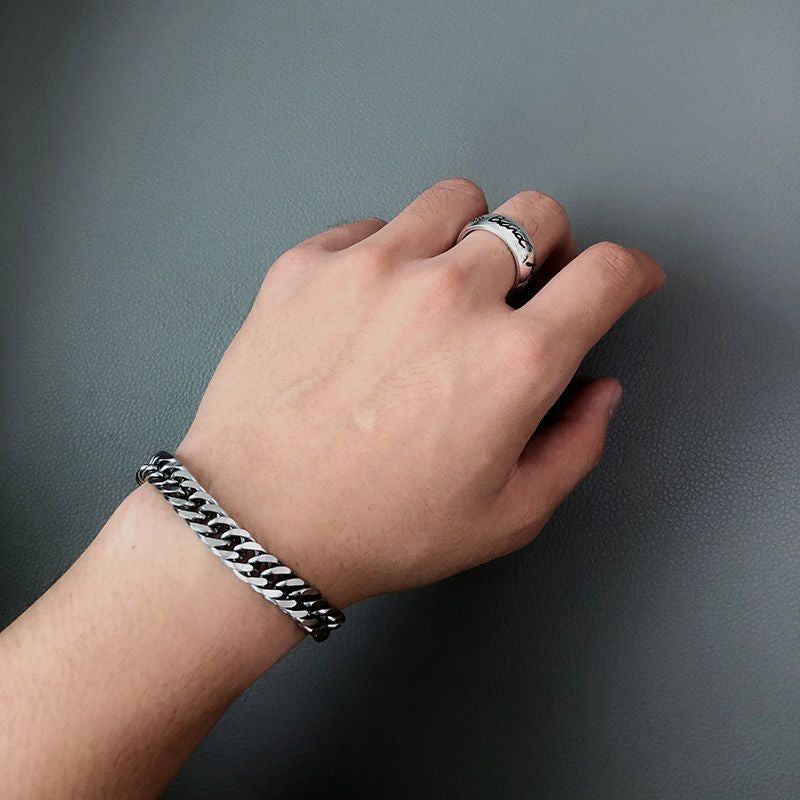 Titanium Steel Bracelet, INS Trendy Minimalist Hip-Hop Couple Band