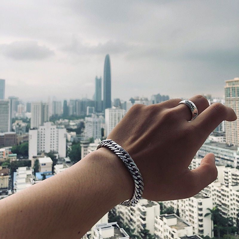 Titanium Steel Bracelet, INS Trendy Minimalist Hip-Hop Couple Band