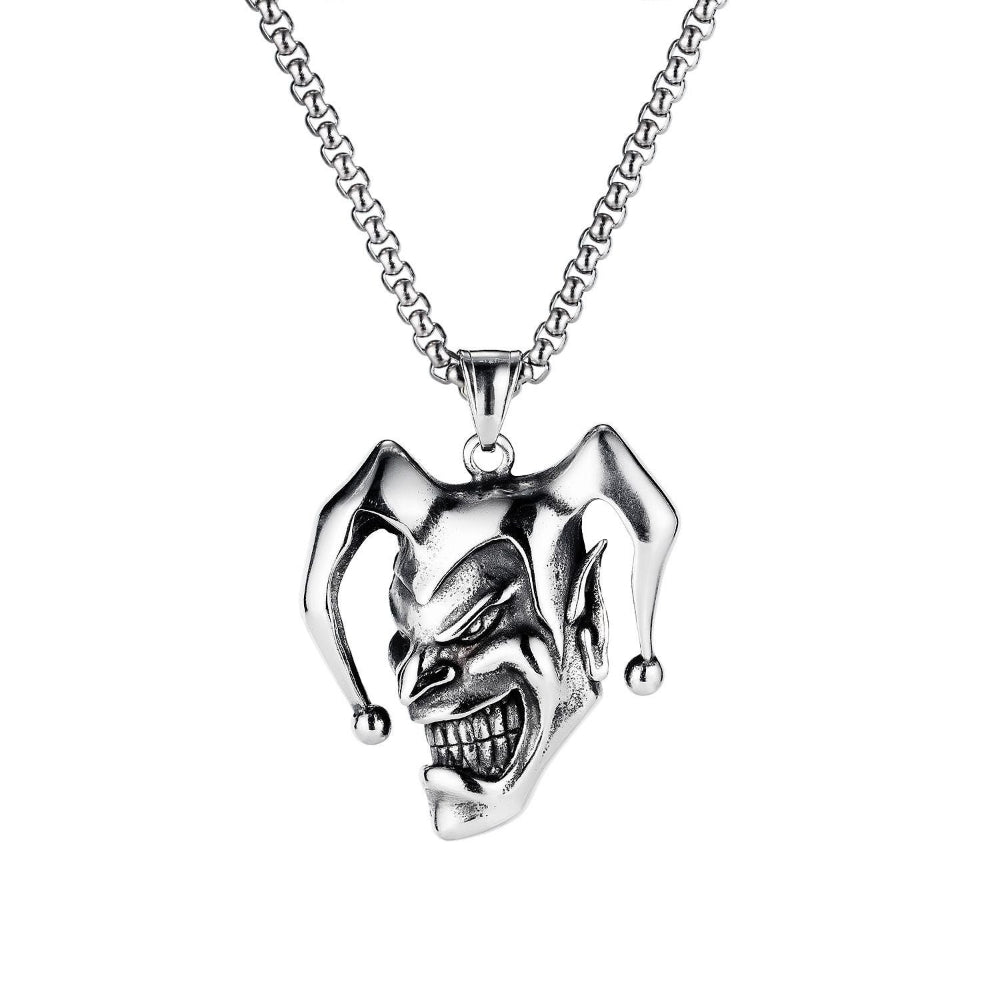 skull clown pendant necklace punk gothic joker smile jewelry unisex