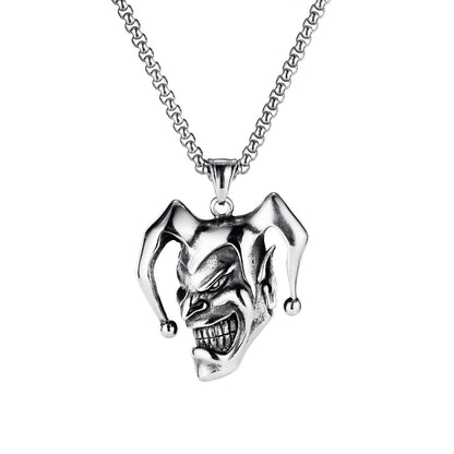 skull clown pendant necklace punk gothic joker smile jewelry unisex