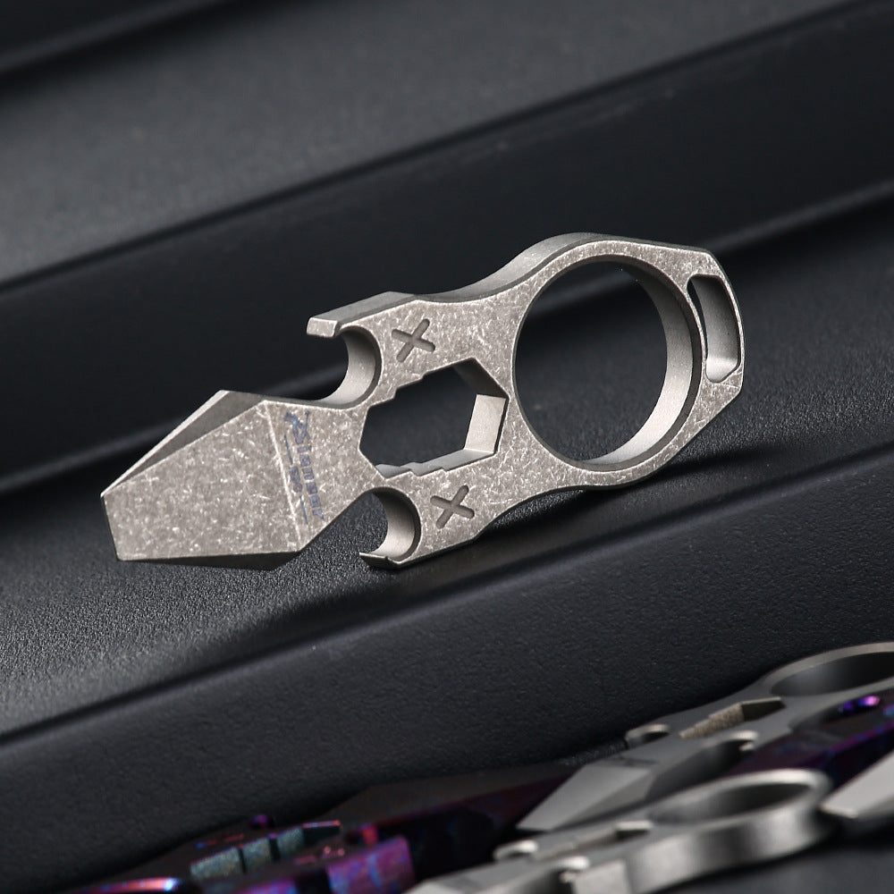 EDC Multi-Tool Self-Defense Keychain - Titanium Alloy with Brass Knuckle