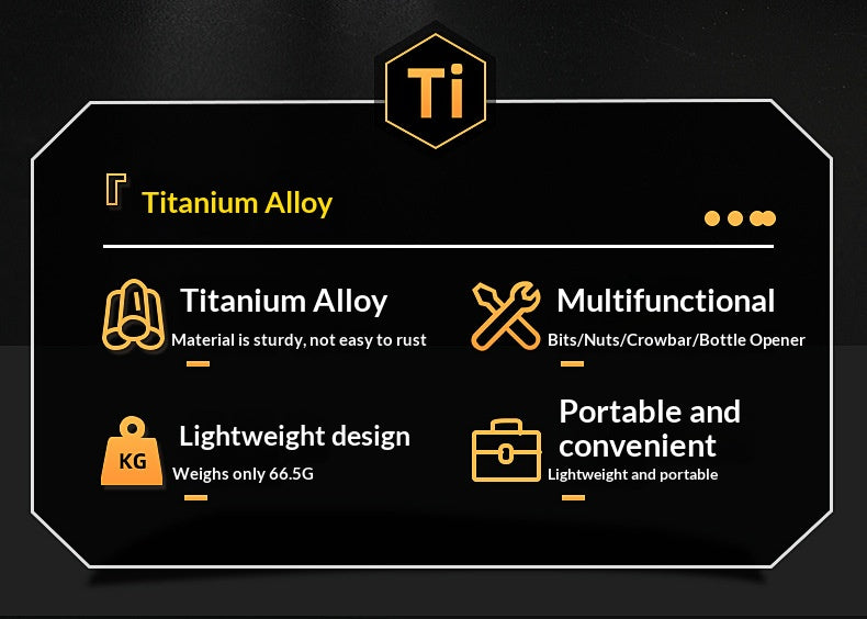 TC4 Titanium Alloy Multi-Functional EDC Pry Bar - Tactical Ratchet Wrench, Screwdriver & Window Breaker Tool