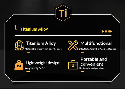 TC4 Titanium Alloy Multi-Functional EDC Pry Bar - Tactical Ratchet Wrench, Screwdriver & Window Breaker Tool