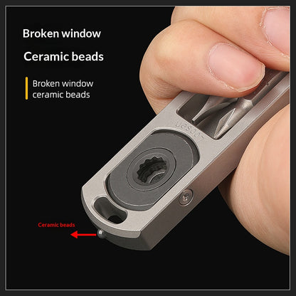 TC4 Titanium Alloy Multi-Functional EDC Pry Bar - Tactical Ratchet Wrench, Screwdriver & Window Breaker Tool