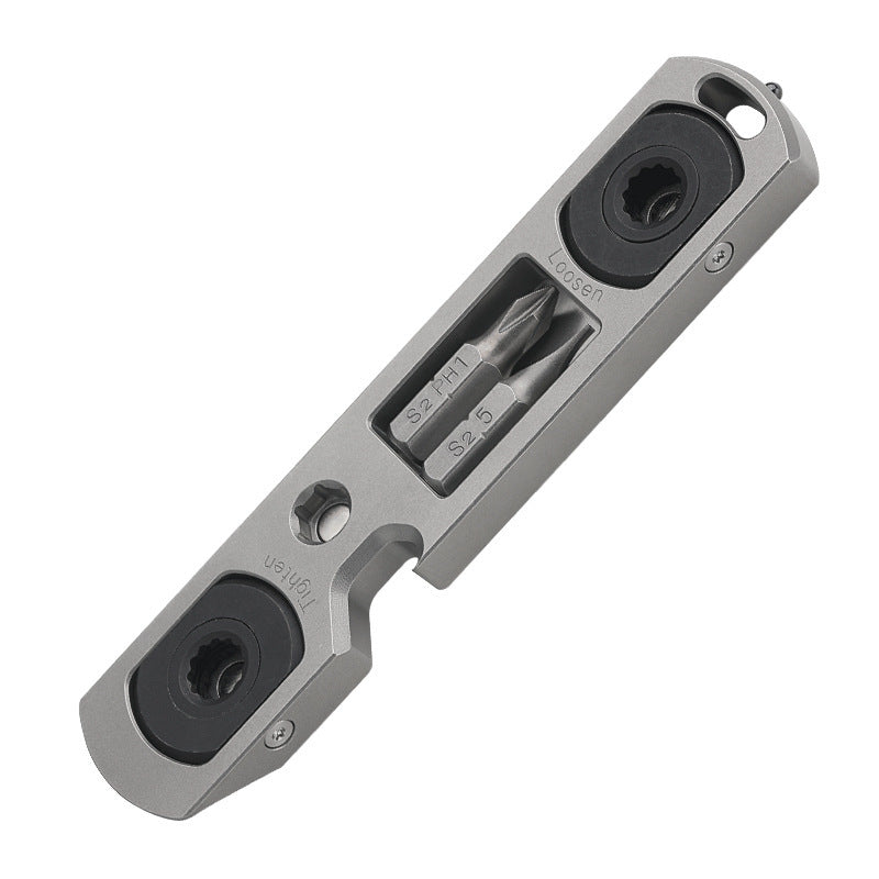 TC4 Titanium Alloy Multi-Functional EDC Pry Bar - Tactical Ratchet Wrench, Screwdriver & Window Breaker Tool