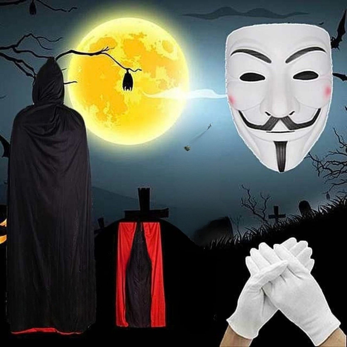 Midnight Revolutionary Mask & Cape Costume Set