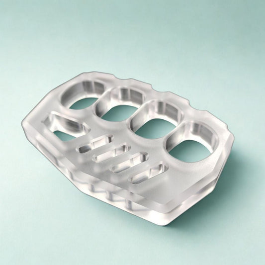 High-toughness clear PC plastic EDC tool with CNC one-piece molding and 22mm large finger holes