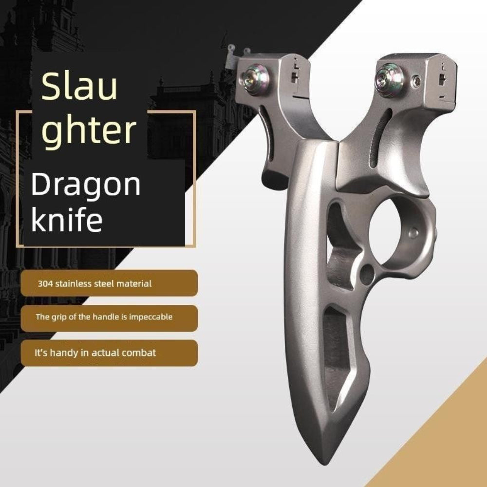 Full 404C Stainless Steel 3-in-1 Self-Defense Tool - Brass Knuckles, Kubotan, Slingshot