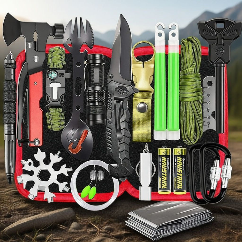 Outdoor Survival Gear and Emergency Equipment Kit, Cool Gadgets for Men, Camping Fishing