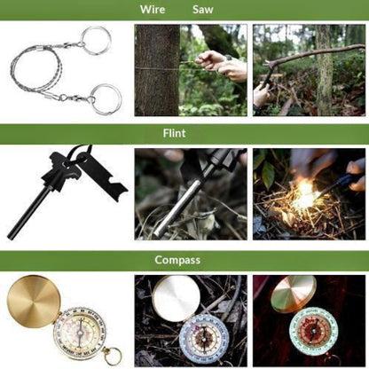 Outdoor Survival Gear and Emergency Equipment Kit, Cool Gadgets for Men, Camping Fishing