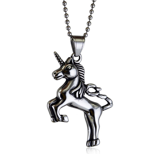 Vintage unicorn pendant necklace in punk street style for men and women