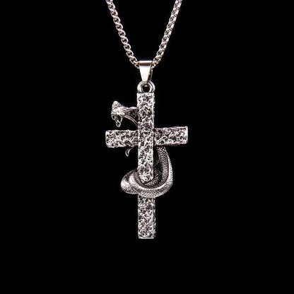 Gothic Cobra Snake Cross Pendant Necklace | Punk Street Jewelry