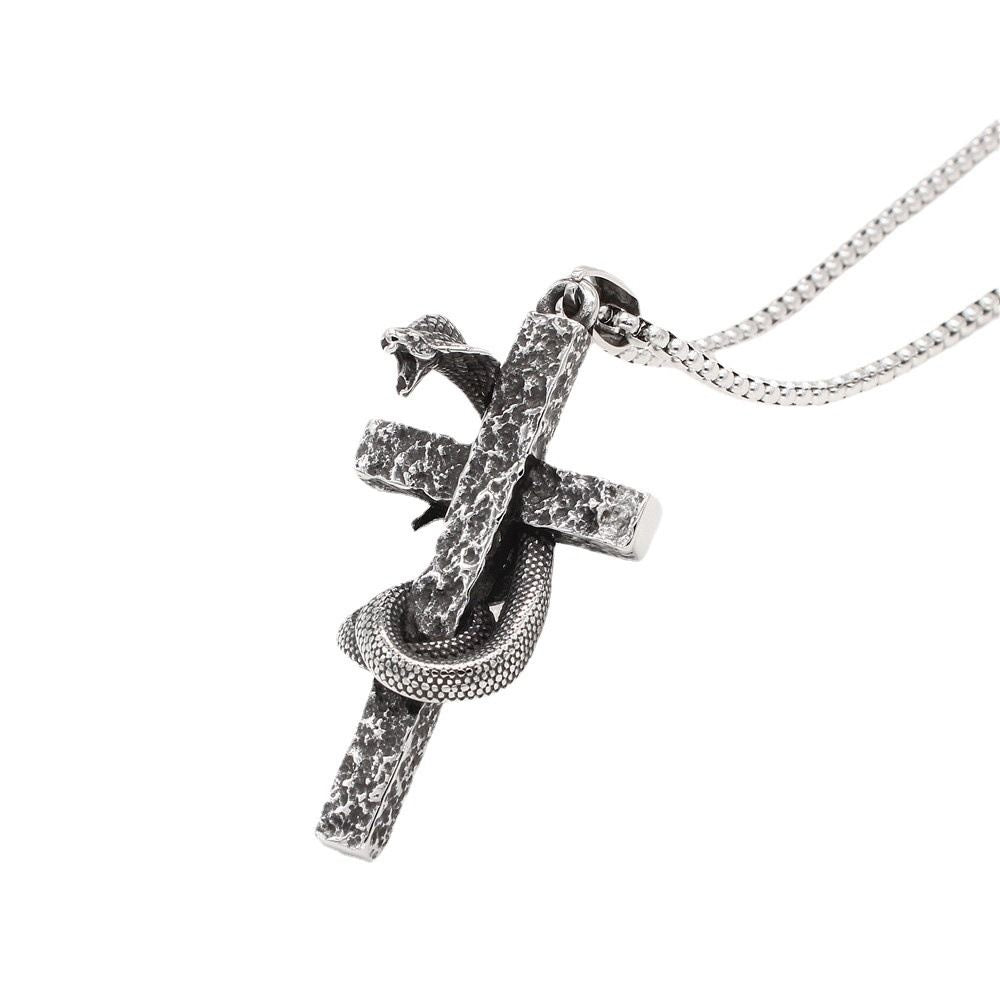 Gothic Cobra Snake Cross Pendant Necklace | Punk Street Jewelry