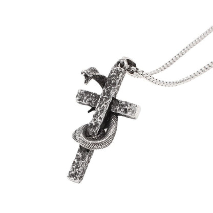 Gothic Cobra Snake Cross Pendant Necklace | Punk Street Jewelry