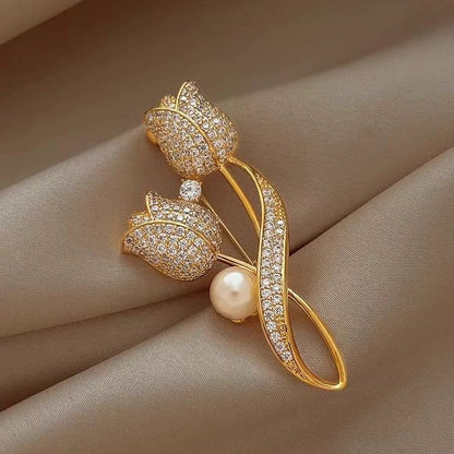 Tulip Flower Brooch Elegant Women Vintage Lapel Pin