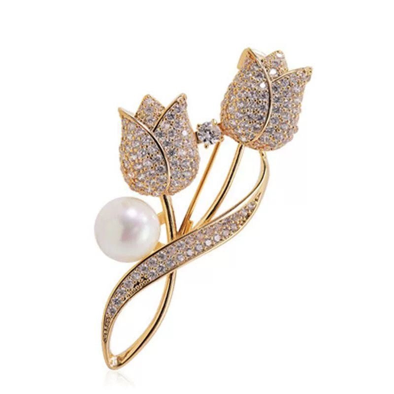 Tulip flower brooch elegant women lapel pin