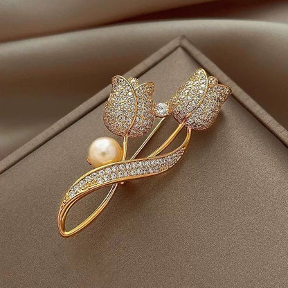 Tulip Flower Brooch Elegant Women Vintage Lapel Pin