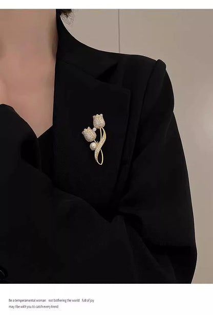 Tulip Flower Brooch Elegant Women Vintage Lapel Pin