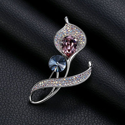 Vintage Flower Brooch Elegant Women Lapel Pin Scarf Clip