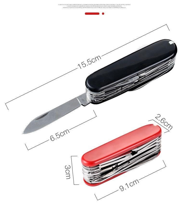 Size specification chart for folding tactical knife showing 15.5cm total length and 9.1cm folded length.