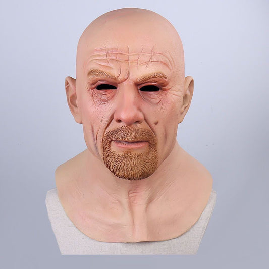 Realistic bald lab master full-head latex mask front view