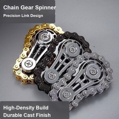 Chain gear fidget spinner in gold black and silver