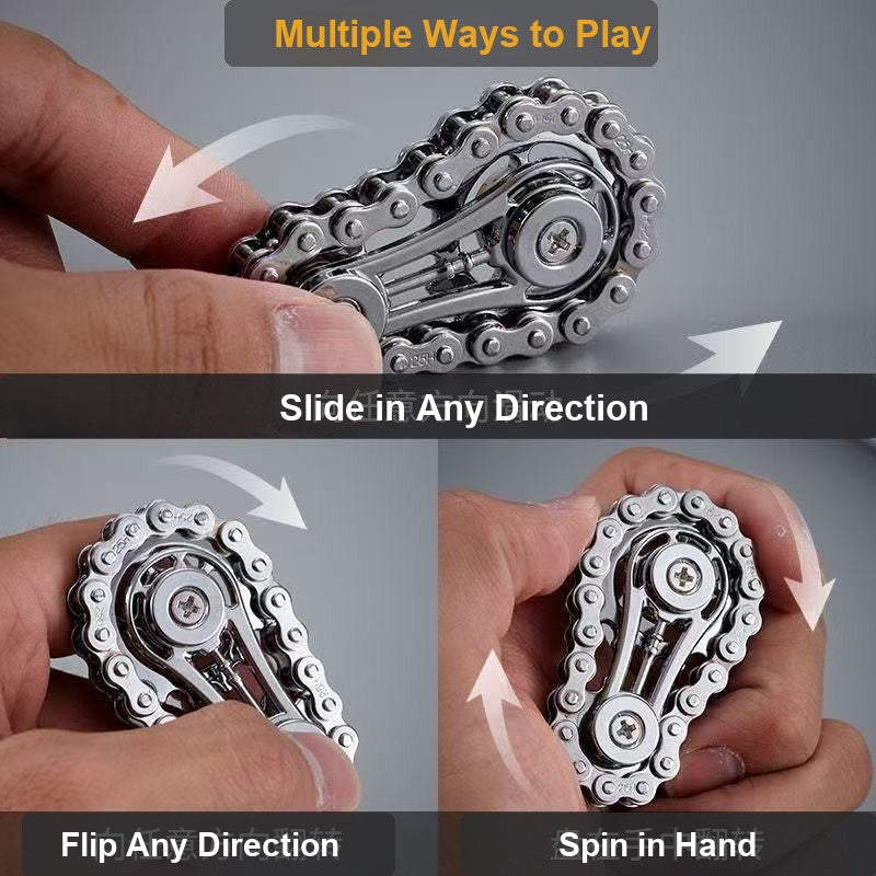 Silver chain gear fidget spinner multiple play modes
