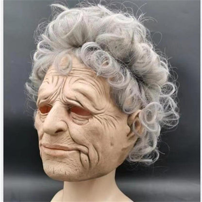 Realistic Elderly Woman Halloween Mask view 1
