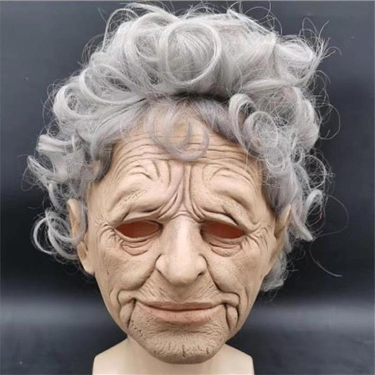 Realistic Elderly Woman Halloween Mask view 2