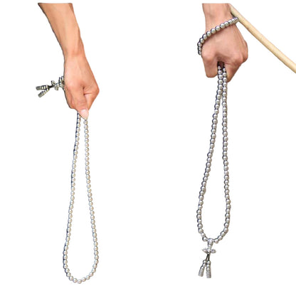 Stainless Steel Buddhism Mala Necklace - Self-Defense EDC Tool, Lucky Amulet